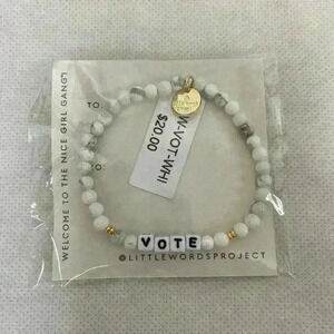 Little words project vote bracelet White Beads